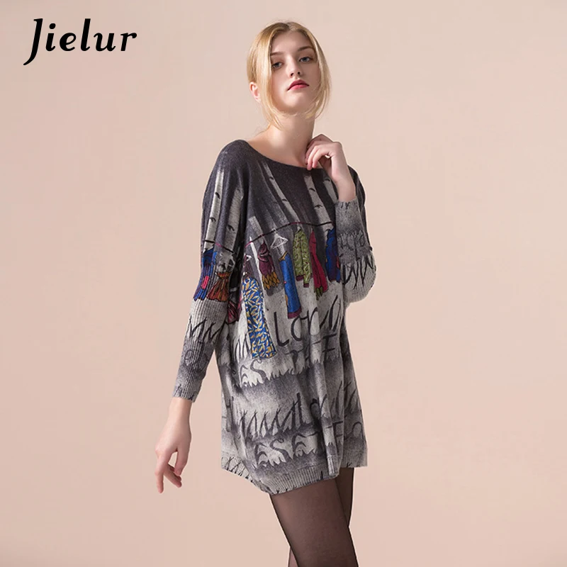 Autumn Winter Fashion Novelty Pattern Printed Cashmere Sweater Women