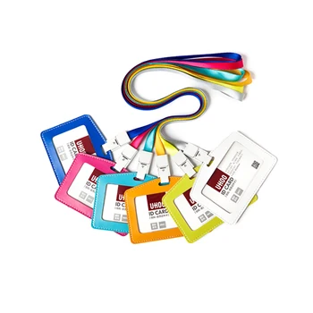 

2pcs/lot Candy Color Exhibition Card Soft PU Leather ID Card Holder Name Tag High Quality Badge Holder Wholesale Office Supplies