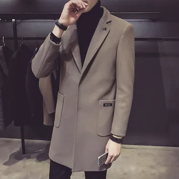 

The new style of winter self-cultivation in the large woolen jacket male plaid coat male suit collar trench coat