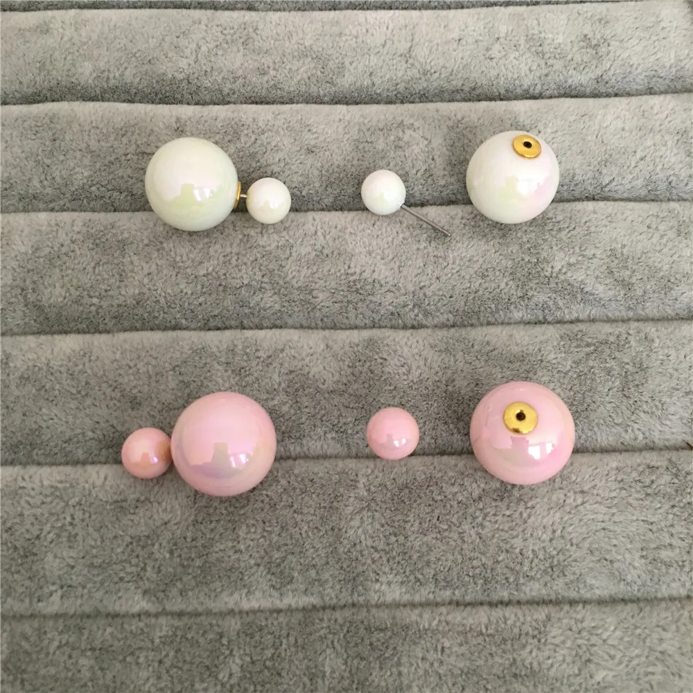 

Candy Colour Pendientes Earrings Ball Shape Plastic Stud Earring Double-sided pearl Colored ear studs