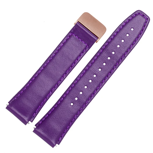 Soft calf leather strap striped watch band for HUAWEI B5 smart Bracelet replacement wrist strap - Цвет ремешка: Purple C