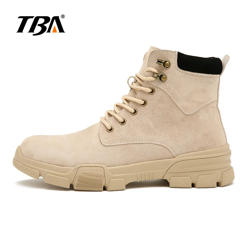 TBA Для мужчин британский тенденция теплые повседневные ботинки из коровьей Разделение с верх из флока мышцы-подошва мужской высокое качество обувь для ходьбы - Цвет: Sand color