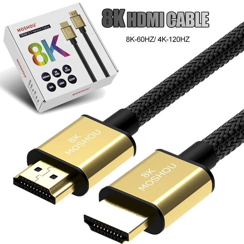 MOSHOU HDMI 2,1 ARC видео кабели 8K@ 60Hz 4K@ 120Hz 48 Гбит/с Полоса пропускания 8K шнур для усилителя ТВ высокой четкости мультимедийный интерфейс