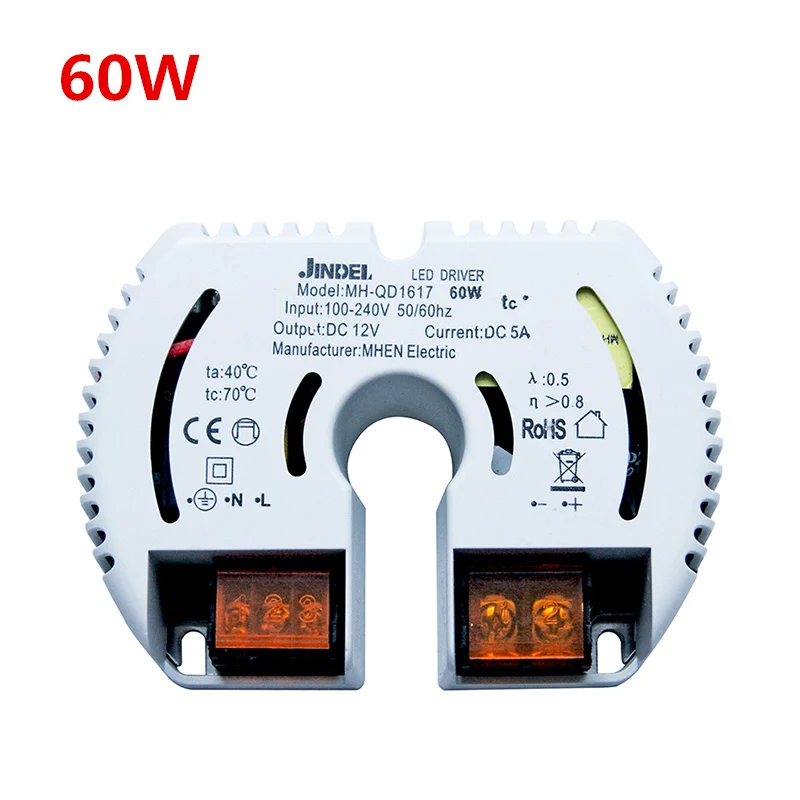 Светодиодный драйвер постоянного напряжения переменного тока 100-240 В постоянного тока 12 Вт 20 Вт 40 Вт 60 Вт 100 Вт Источник питания постоянного тока CE для G4 G5.3 светодиодный шарик лампы - Цвет: 60W