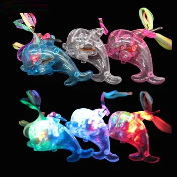 

Cartoon Animal Dolphin Glowing Necklace LED Flashing Pendants Child Kds Toy Blinking Glow Party Gift birthday