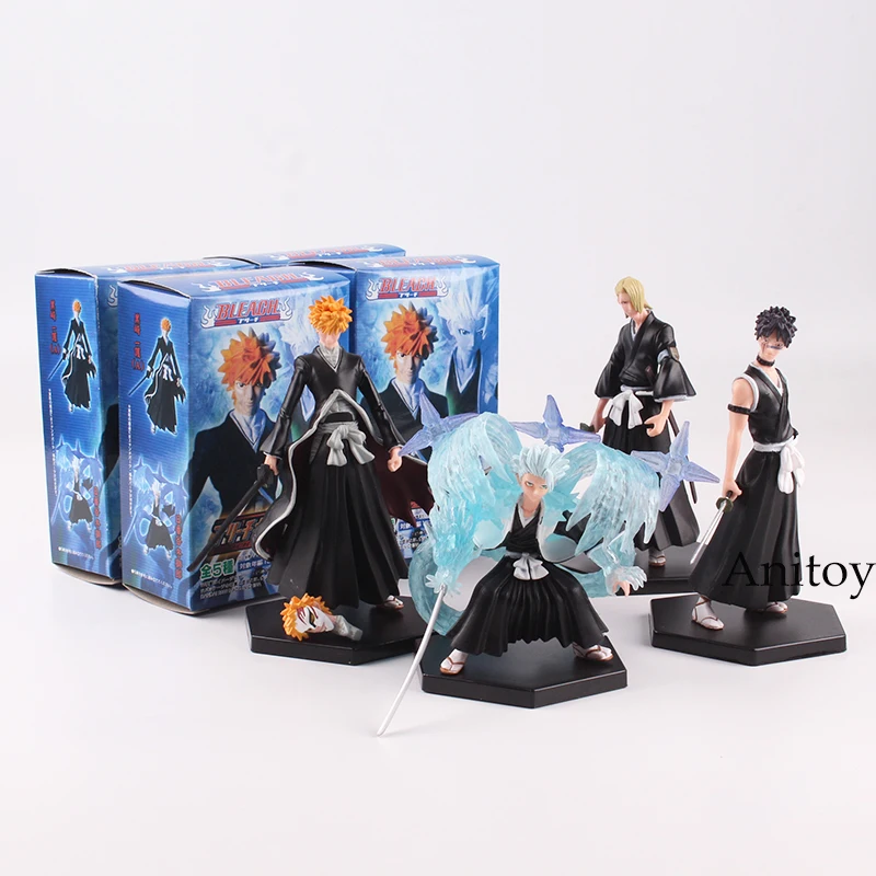 

Bleach Kurosaki Ichigo Kuchiki Byakuya PVC Action Figure Model Colletible Toy Doll 4pcs/set 10~12.5cm