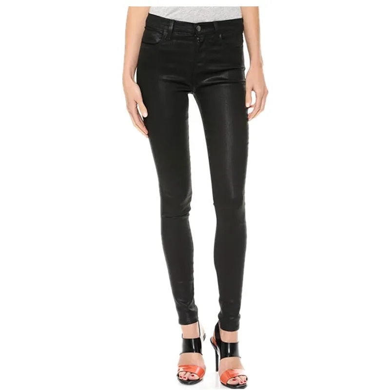 2019 Весна узкие джинсы брюки женские тонкие повседневные узкие брюки женские модные джинсовые с покрытием длинные брюки черные низ s m l 2XL