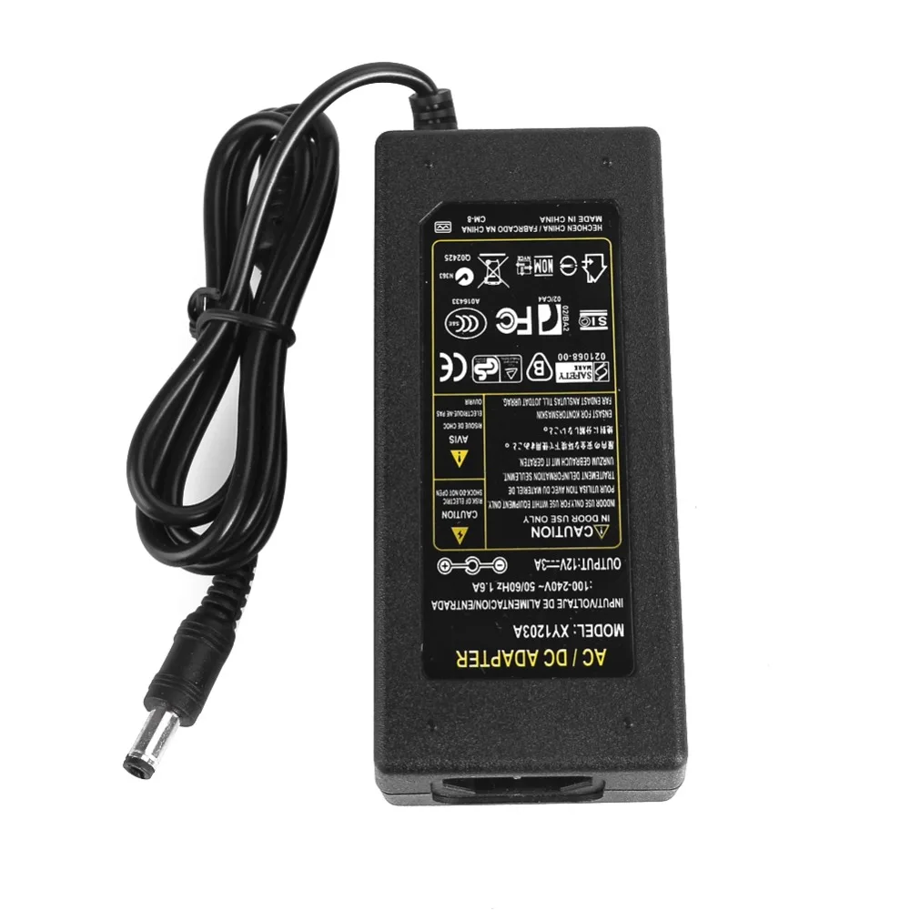 

DC12V 3A Power Transformer AC100-240V Power Supply Charger for 3528 5050 LED Strip Light, EU US UK AU Plug for Optional