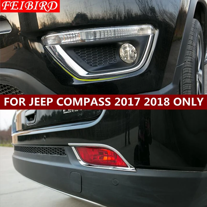 Front Fog Light Lamp Bumper Chrome Cover Trim For Jeep Compass 2017 2018 Molding