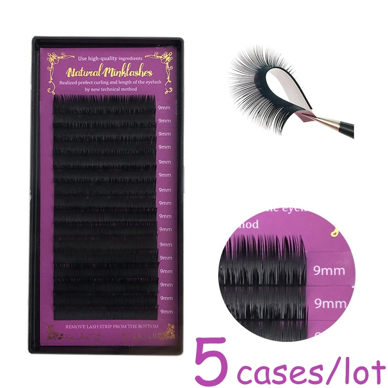 

mikiwi 5 cases/lot High quality mink eyelash extension individual eyelashes natural eyelashes make up maquiagem cilios makeup