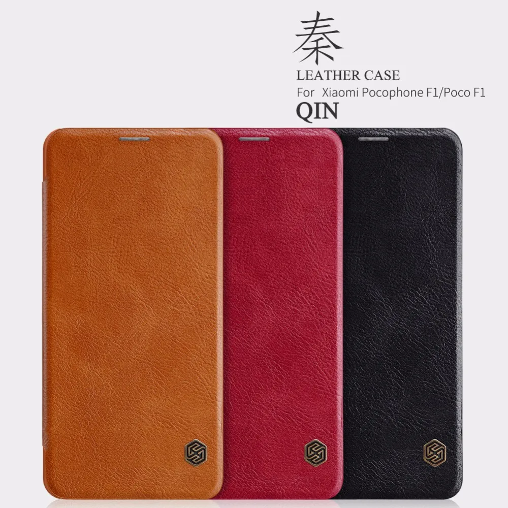 melhor Estojo de couro Para Nillkin Xiaomi Pocophone F1 QIN Cartão de Bolso carteira bolsa virar capa Para Xiaomi telefone Pocophone Poco F1