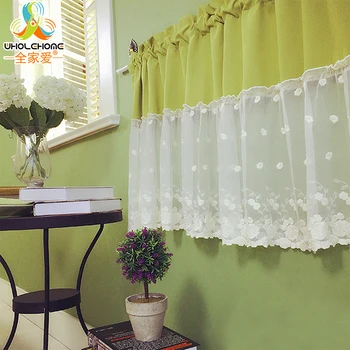 

Cafe Curtain Decorative Kitchen Curtain Fashion Lace Cotton Pastoral Style Small For the Kitchen Living Room Home Decoration