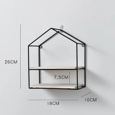 Деревянная железная настенная полка, настенный стеллаж для хранения, органайзер для спальни, кухни, домашний декор, детская комната, сделай сам, Настенный декор, держатель - Цвет: 10