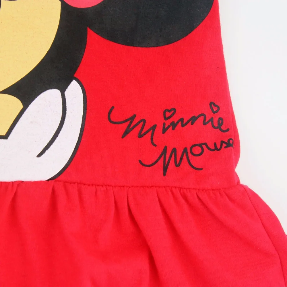 Платье Принцессы Диснея с Минни летняя детская одежда хлопковое платье без рукавов мини-платье короткое платье с Микки Маусом для маленьких девочек