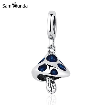 

Authentic 925 Sterling Silver Charm Bead Mushroom Enamel Game Pendant Dangle Charms Fit Bracelets Women DIY Jewelry