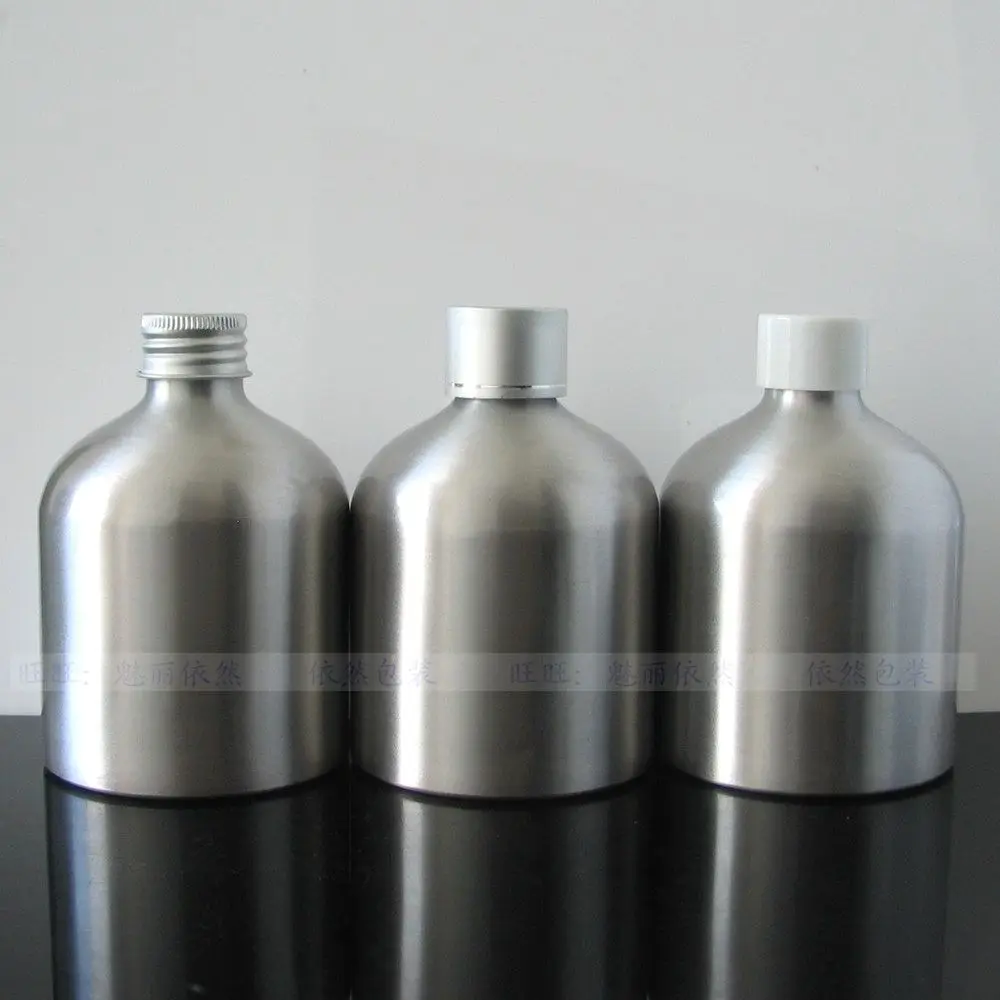 

Free shipping 300ml silver aluminum bottles with caps for essential oil, long neck aluminum lotion bottles