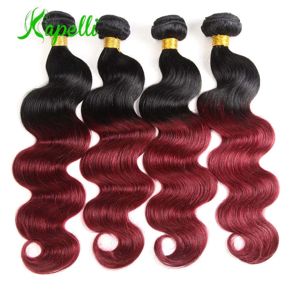 3/4 Bundles Deal Ombre Indian Body Wave Bundles Two Tone 1B/Burgundy
Ombre Hair Bundles Weave 1B/99J Remy Human Hair Extension