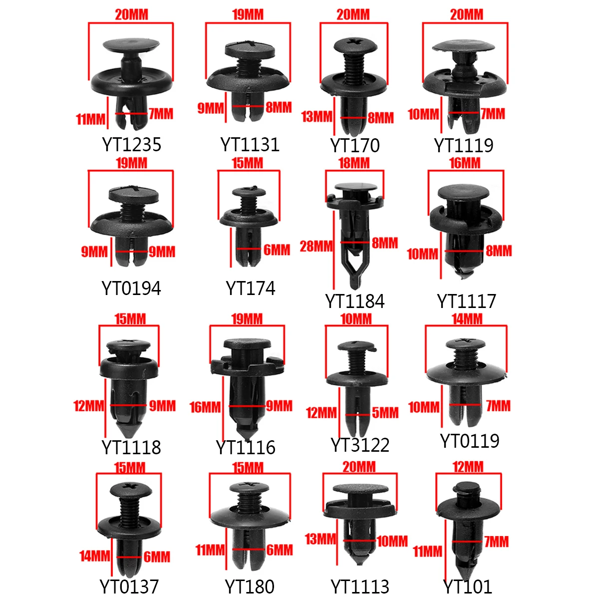 Mayitr 620pcs Universal Mixed Auto Fasteners Clip 16 Sizes Clips Side Skirt Bumper Rivet Clip Kit For Car Truck Caravans