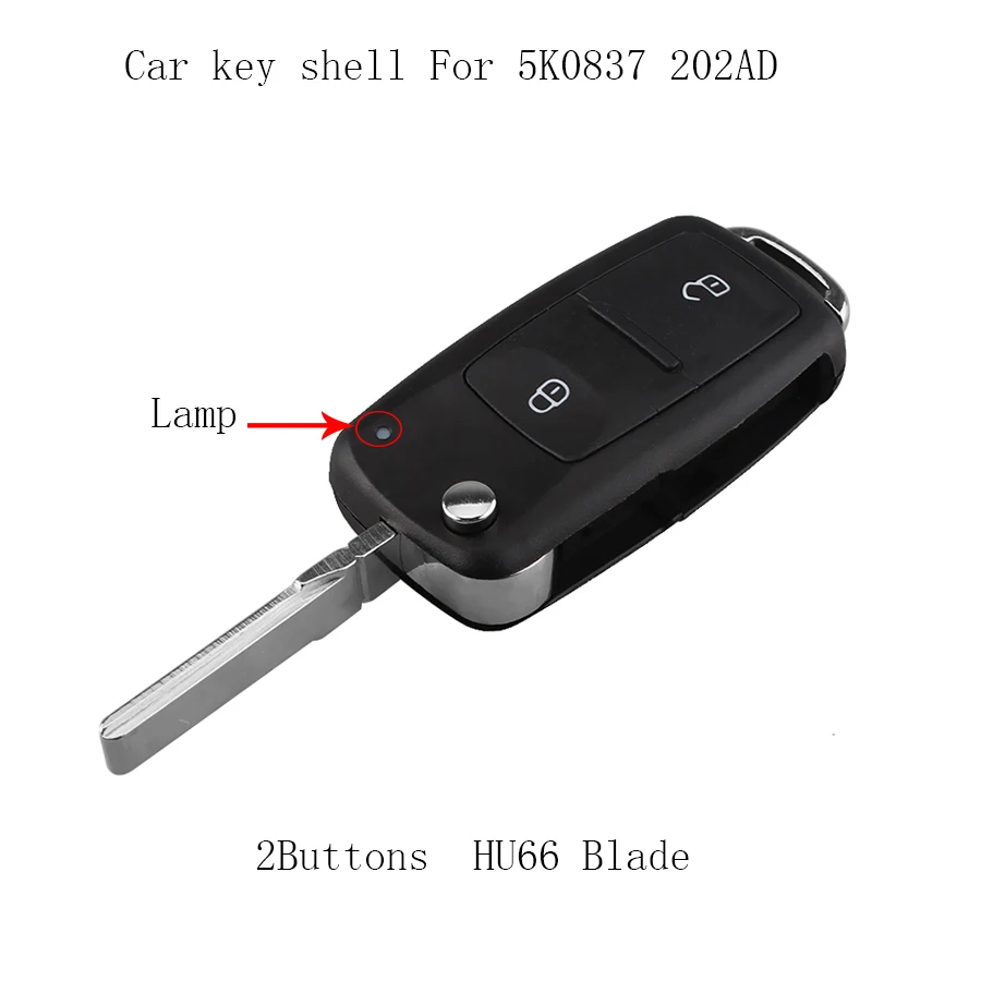 

20pcs*2 Buttons Folding Flip Car Key Case Cover Shell For VOLKSWAGEN For VW For SEAT For SKODA Fob Case 5K0837202AD 202AD HU66