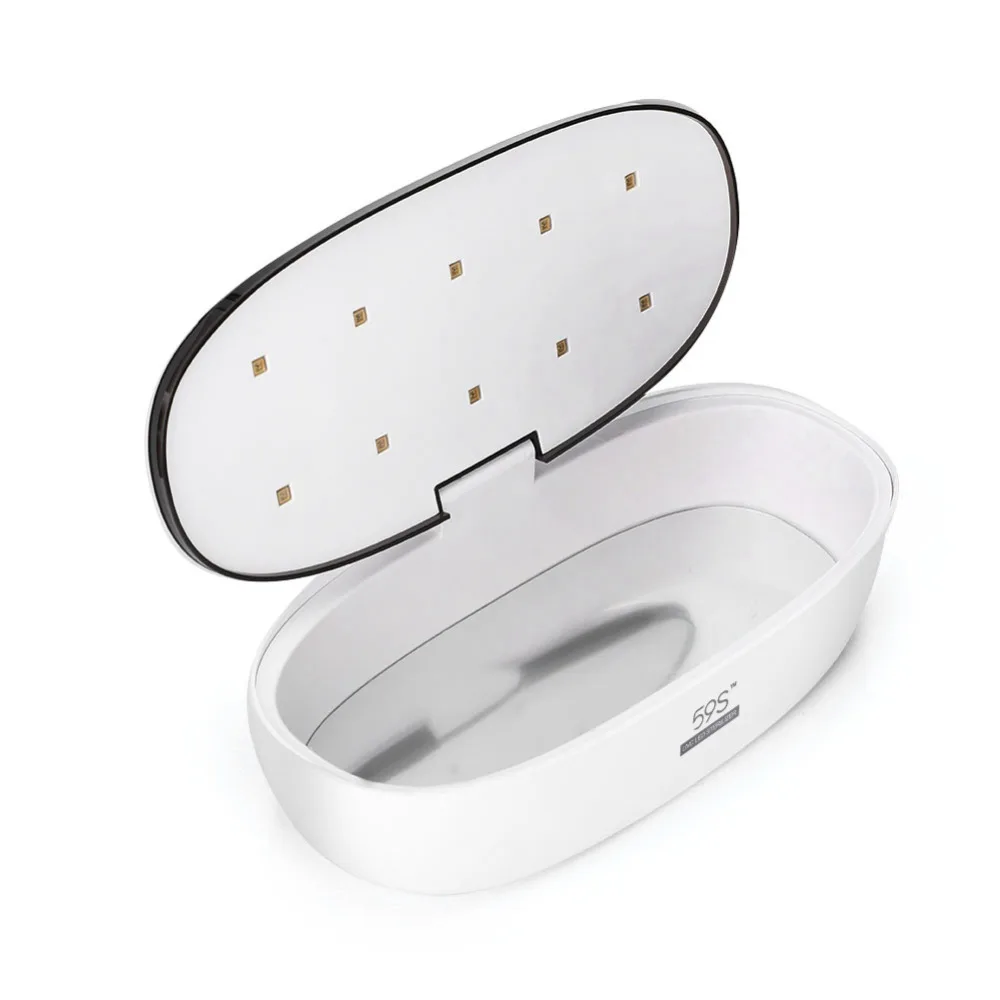 Kit de limpiador de uñas para cosméticos con caja de esterilizador LED inteligente de 59 s, dispositivo de desinfección UV, esterilizador, estuche para salón de manicura, Splitters