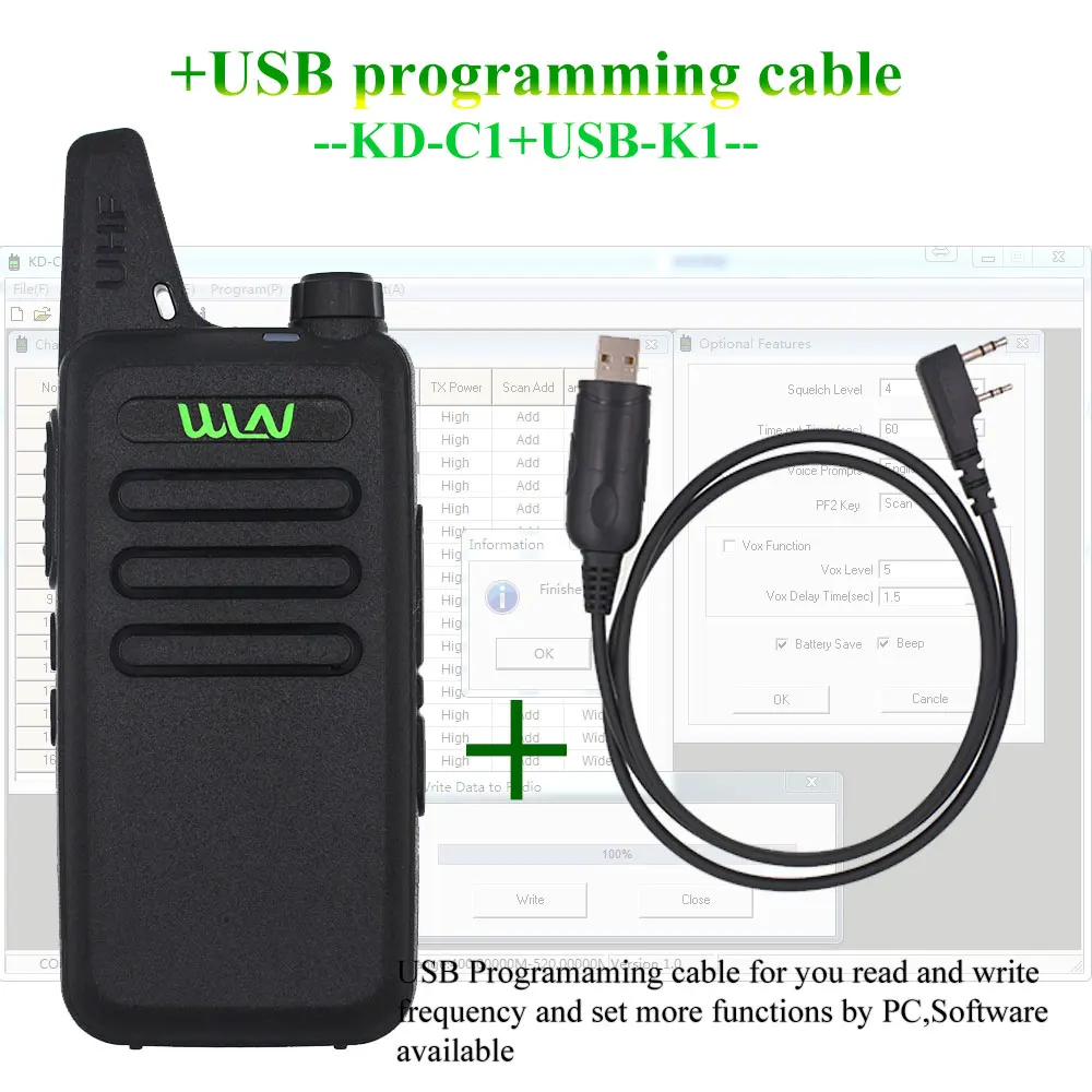 

WLN KD-C1 Mini Walkie Talkie UHF 400-470 MHz 5W Power 16 Channel MINI-handheld Transceiver Better Than BF-888S