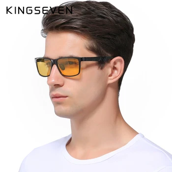 

KINGSEVEN Aluminum Polarized Night vision Sunglasses Men Square Sun Glasses Driving Sunglasses Goggle Eyewear oculos de sol