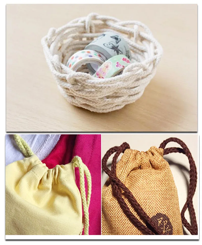 5mm Diy Accessories Twisted Round Cotton Cord Decoration Rope Beige Cotton Ropee Hand Woven Drawstring Rope 14color