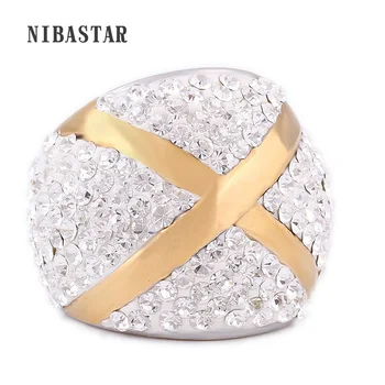 

Hot Products Stainless Steel Finger Ring Gold-Color X Crystal Jewelry Ring