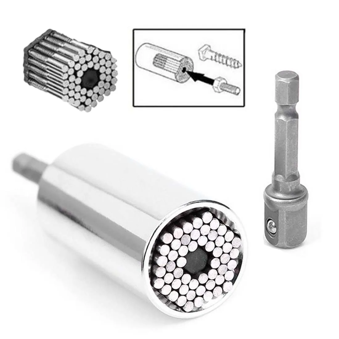 

Multifunctional Hand Tools Torque Wrench Head Set Socket Sleeve 7-19mm Power Drill Ratchet Bushing Spanner Key Magic Grip