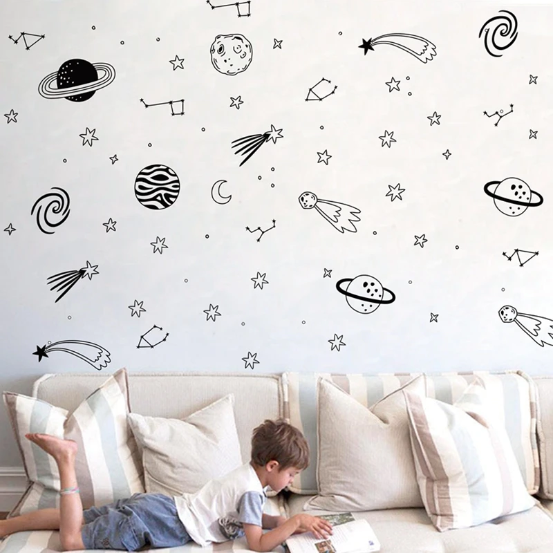 

Universe Space Wall Decals Star Planet Vinyl Wall Sticker Nursery Decor Space Adventure Decals Mural Kids Room Wall Art J952