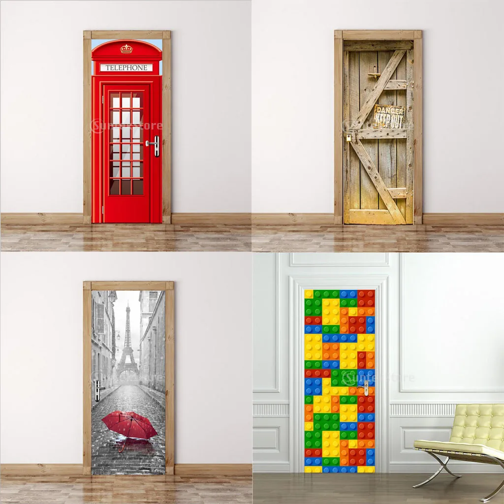 3D Self-adhesive Wall Sticker Door Wall Murals Fridge Stickers Art Poster Mural DIY Home Decoration