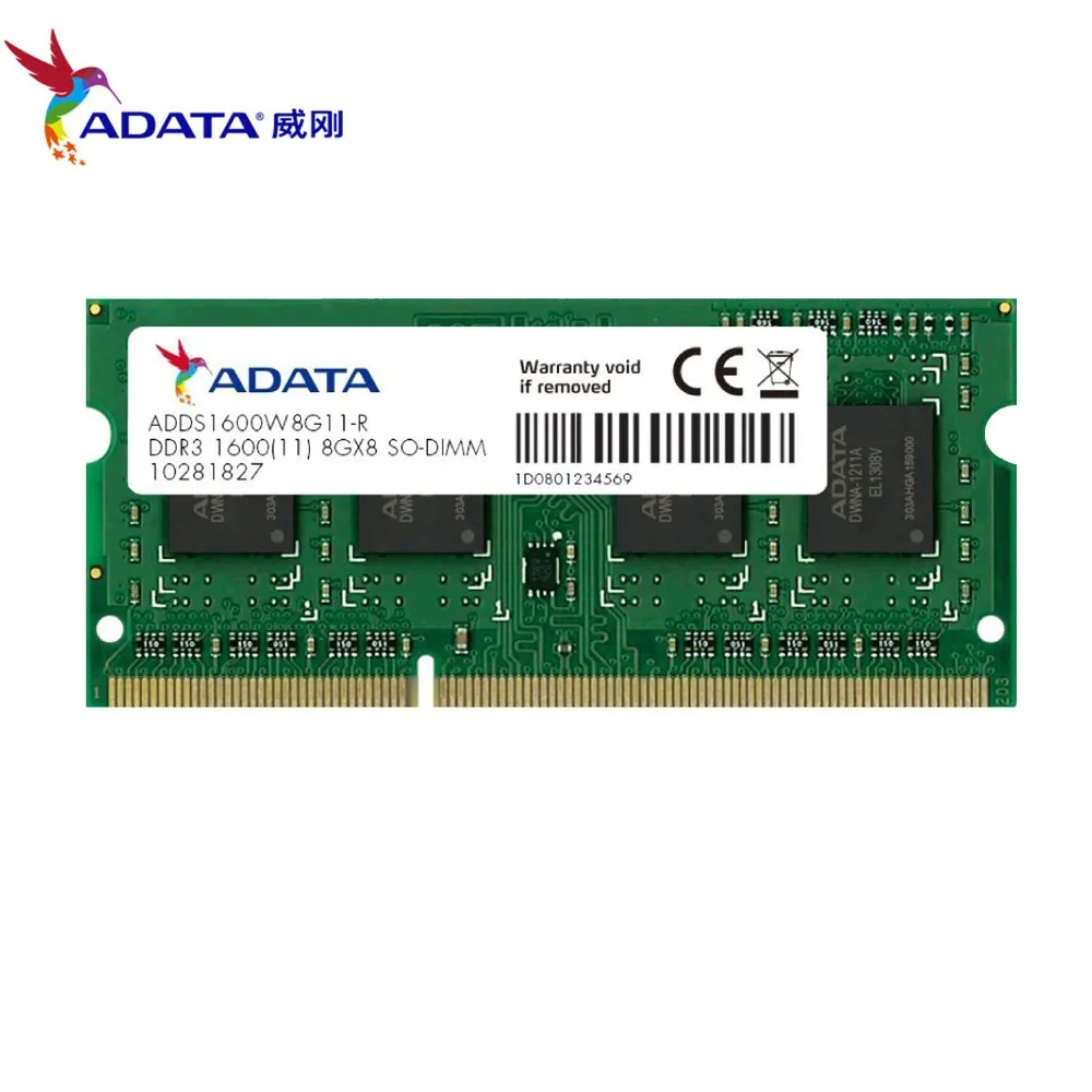 AData DDR3 8 Гб 1600 МГц PC3 12800 ноутбук RAM SO DIMM 1333 10600 8G 204 PIN память ноутбука|Оперативная
