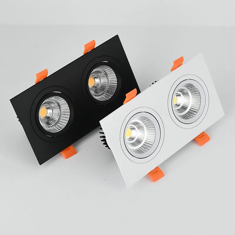 

1pcs double square Dimmable Led downlight light COB Ceiling Spot Light 20w LED ceiling recessed Lights Indoor Lighting