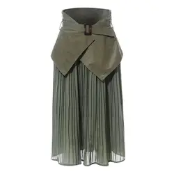Jonature уличная 2019 летняя модная Новая женская плиссированная юбка из шифона простые однотонные цветные ленты длиной до середины икры юбки