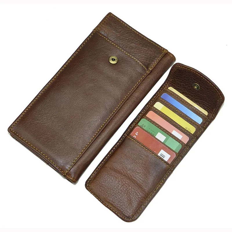 

New Wallet Oil Wax Genuine Leather Retro Men Standard Money Wallet Multi Card Holder Zipper Photo Pocket Bag