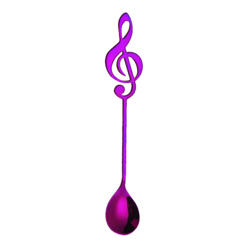 Colorful Stainless Steel Notes Spoon Coffee Dessert Scoop Teaspoon Music Theme Ice Cream Stirring Spoon Tea Spoon 40JY1511