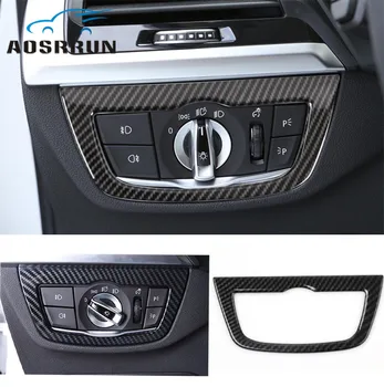 

Carbon fiber texture Headlight button panel border Cover Car accessories For BMW X3 2018