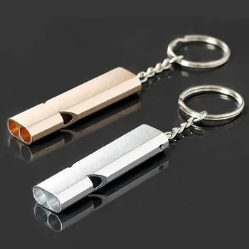 Double Pipe High Decibel Aluminum Alloy Outdoor Emergency Survival Whistle Keychain Cheerleading Whistle Multifunction Tool creeper outdoor aluminum alloy survival whistle white silver