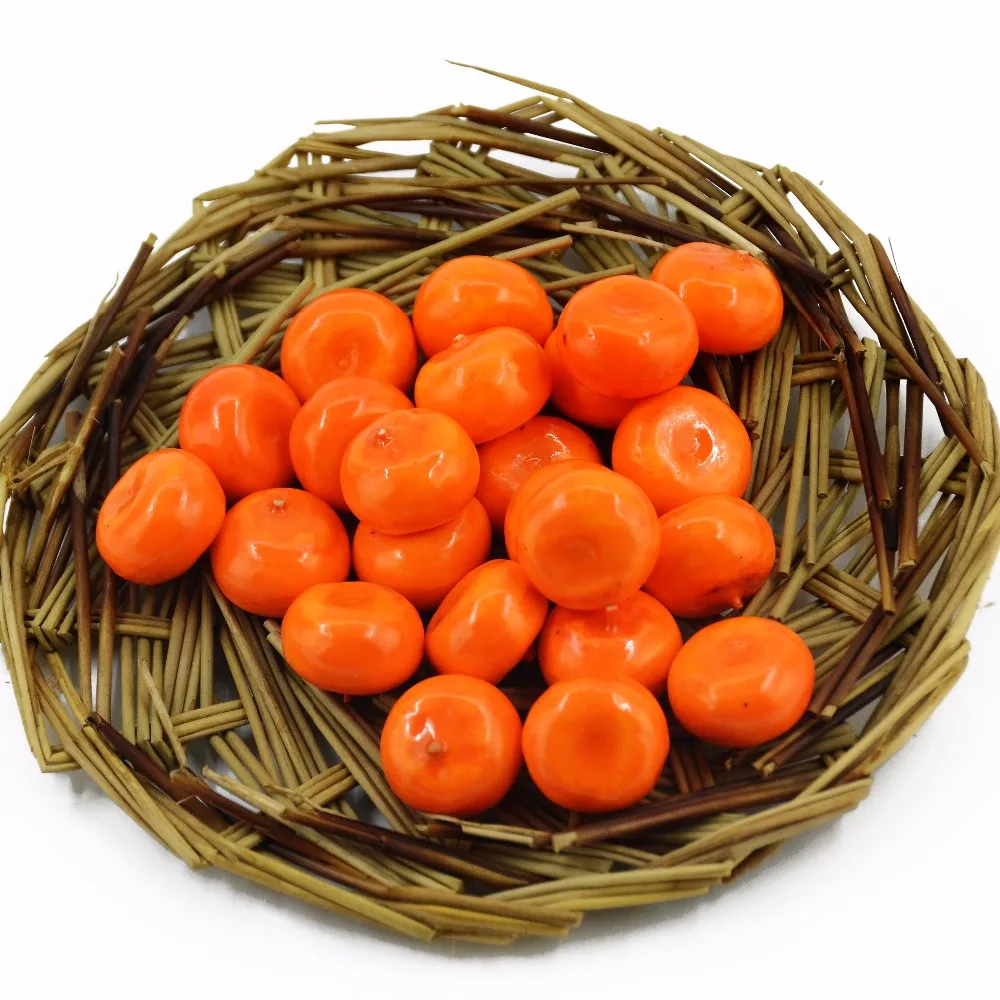 Mini Orange Artificial Fruits and Vegetables for Wedding Home Decoration Cognitive Toy Fake Plastic Foam Berries 20Pcs artificial fruits and vegetables