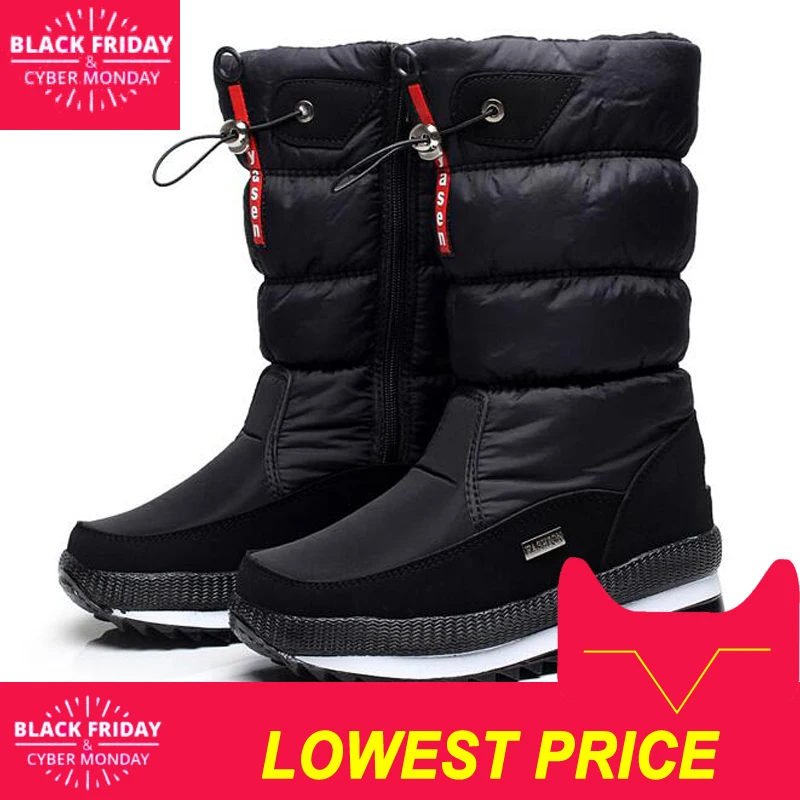 Goede Nieuwe 2018 vrouwen laarzen platform winter schoenen dikke pluche antislip waterdichte snowboots voor vrouwen botas mujer