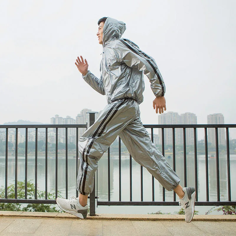 Большой мужской серебряный плащ брюки дышащий водонепроницаемый походный дождевик Женская куртка с капюшоном мужские спортивные костюмы Chuva 50yc114