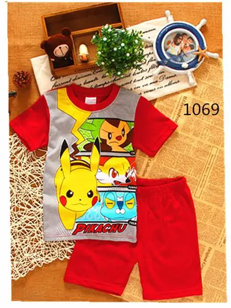 baby kids Pajamas Set summer children Short Sleeve cotton sleepwear Boys Cartoon pyjamas girls cute home clothing Nightwear ds43 - Цвет: color at picture