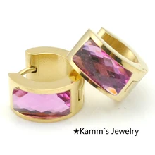 Детские подарки вечерние качественные мужские акриловые кольца Золотая полированная серьга 316L ювелирные изделия из нержавеющей стали оптом KE395