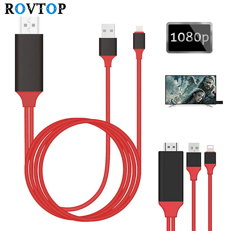 

Rovtop 8 Pin Micro USB C to Pro HDMI HDTV AV Cable Adapter for iPhone 5 5s 6 7 Plus Ipad Charging USB HDMI Adapter Cable Z2