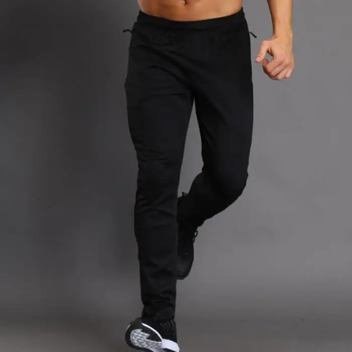 Breathable Jogging Pants Men Fitness Joggers Running Pants With Zip Pocket Training Sport Pants For Running Tennis Soccer Play