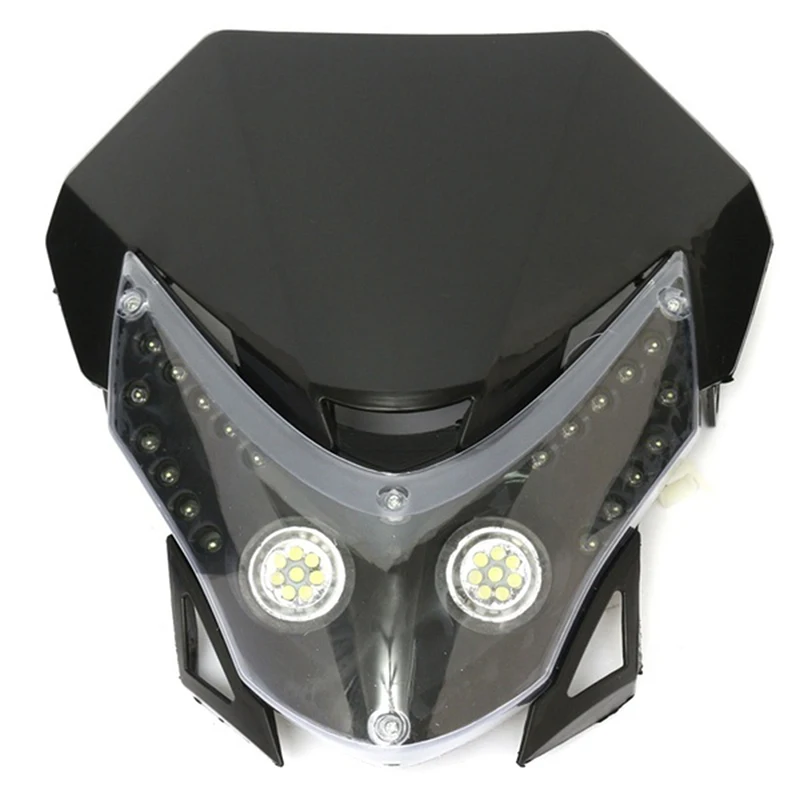 Hot 12V 35W Universal Motorcycle Street Fighter Dirt Bike Headlight Fairing Light Lamp Black