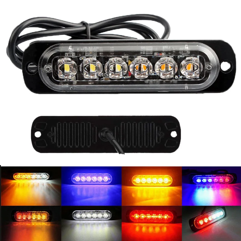 Barra luz de trabajo, 6 LED Flash de emergencia para vehículo, luces de advertencia para motocicleta, Tractor, lámpara ultrafina de 12V - AliExpress