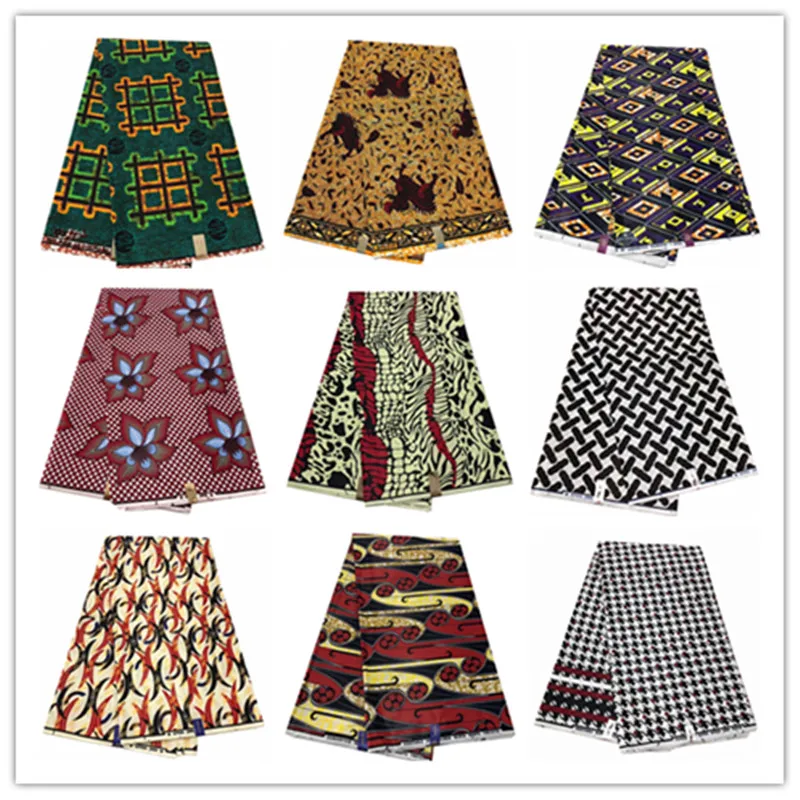 

2019 New 6 yard 100% Cotton Nigerian Java Wax Wax Ankara Fabric Flower Printed Wedding Dress Wax Tissus African Fabric 804