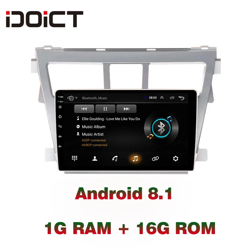 

IDOICT Android 8.1 Car DVD Player GPS Navigation Multimedia For Toyota Vios Yaris Radio 2008-2013 car stereo bluetooth