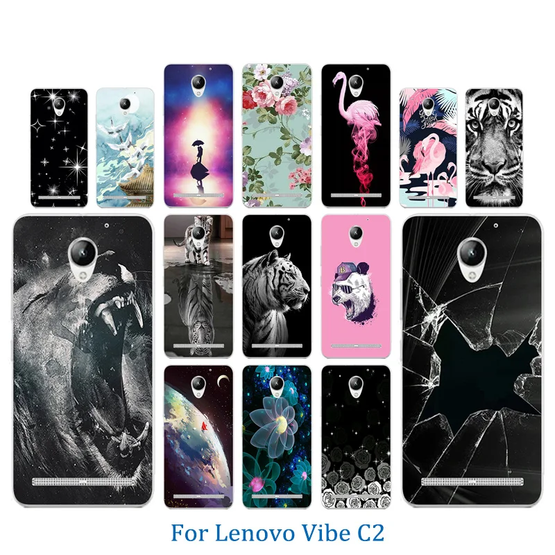 

5.0 inch For Lenovo Vibe C2 Phone Case TPU Soft Silicone Coque For Lenovo C2 K10a40 New Perfect Design Tiger Pattern Clear Shell